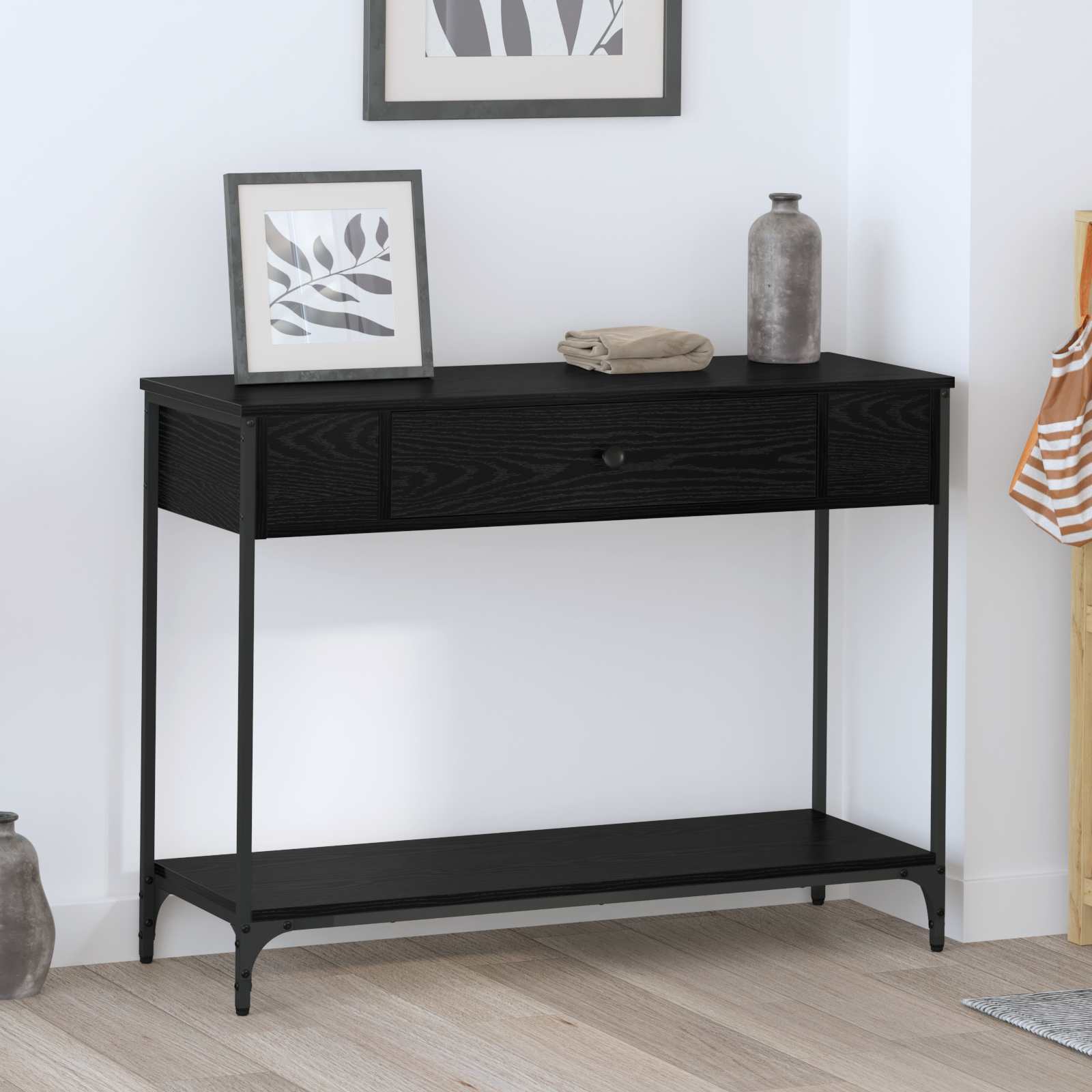Table console Chêne noir 100 x 34.5 x 75 cm Bois d'ingénierie - XIOS