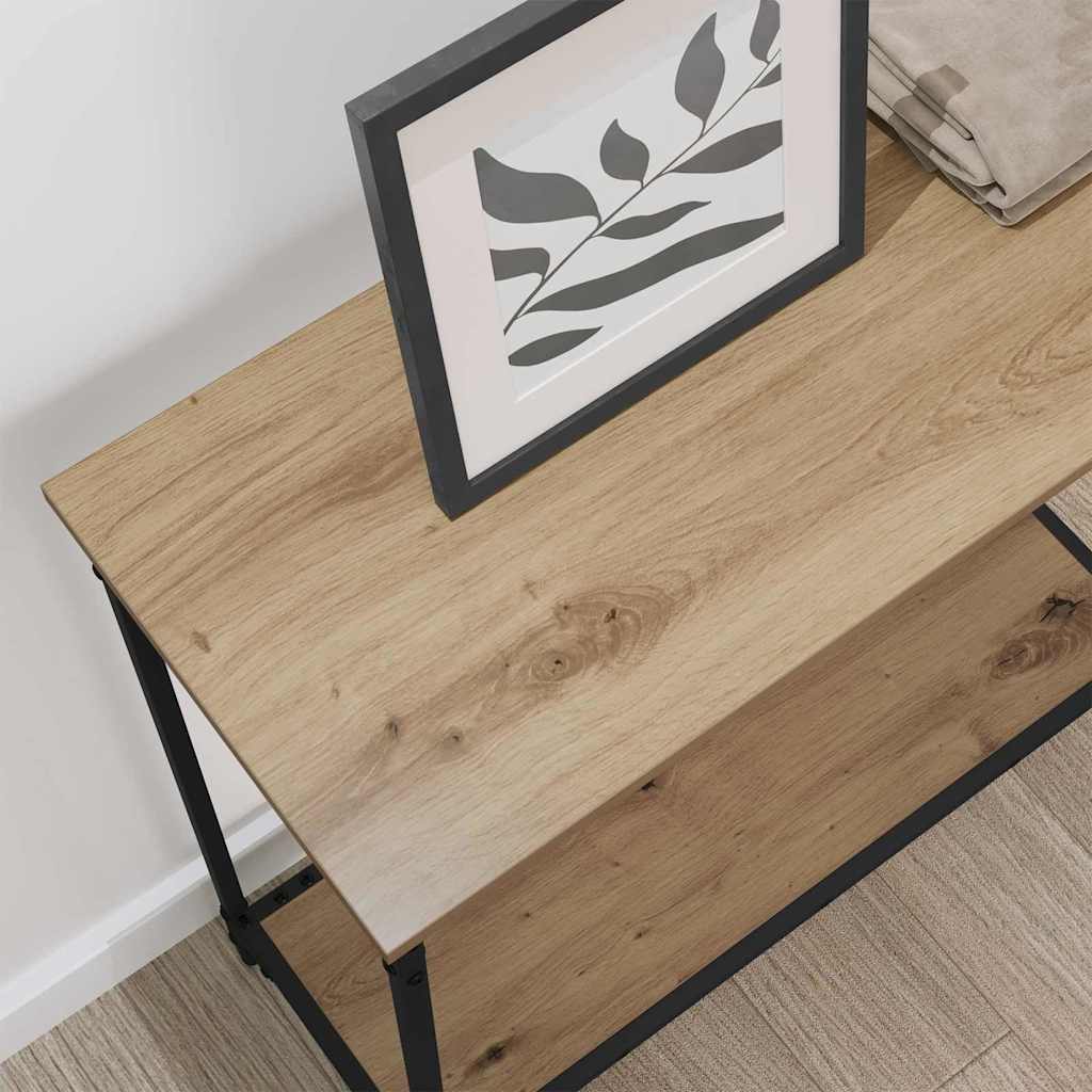 Table console avec étagère chêne artisanal 75 x 30.5 x 75 cm - XIOS