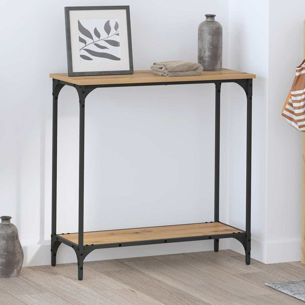 Table console avec étagère chêne artisanal 75 x 30.5 x 75 cm - XIOS