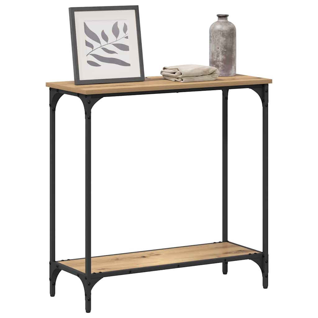 Table console avec étagère chêne artisanal 75 x 30.5 x 75 cm - XIOS