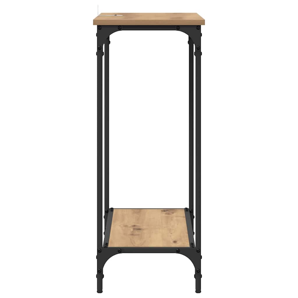 Table console avec étagère chêne artisanal 75 x 30.5 x 75 cm - XIOS
