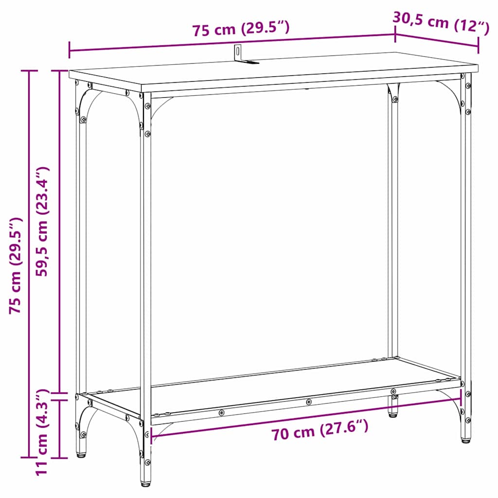 Table console Chêne noir 75 x 30.5 x 75 cm Bois d'ingénierie - XIOS