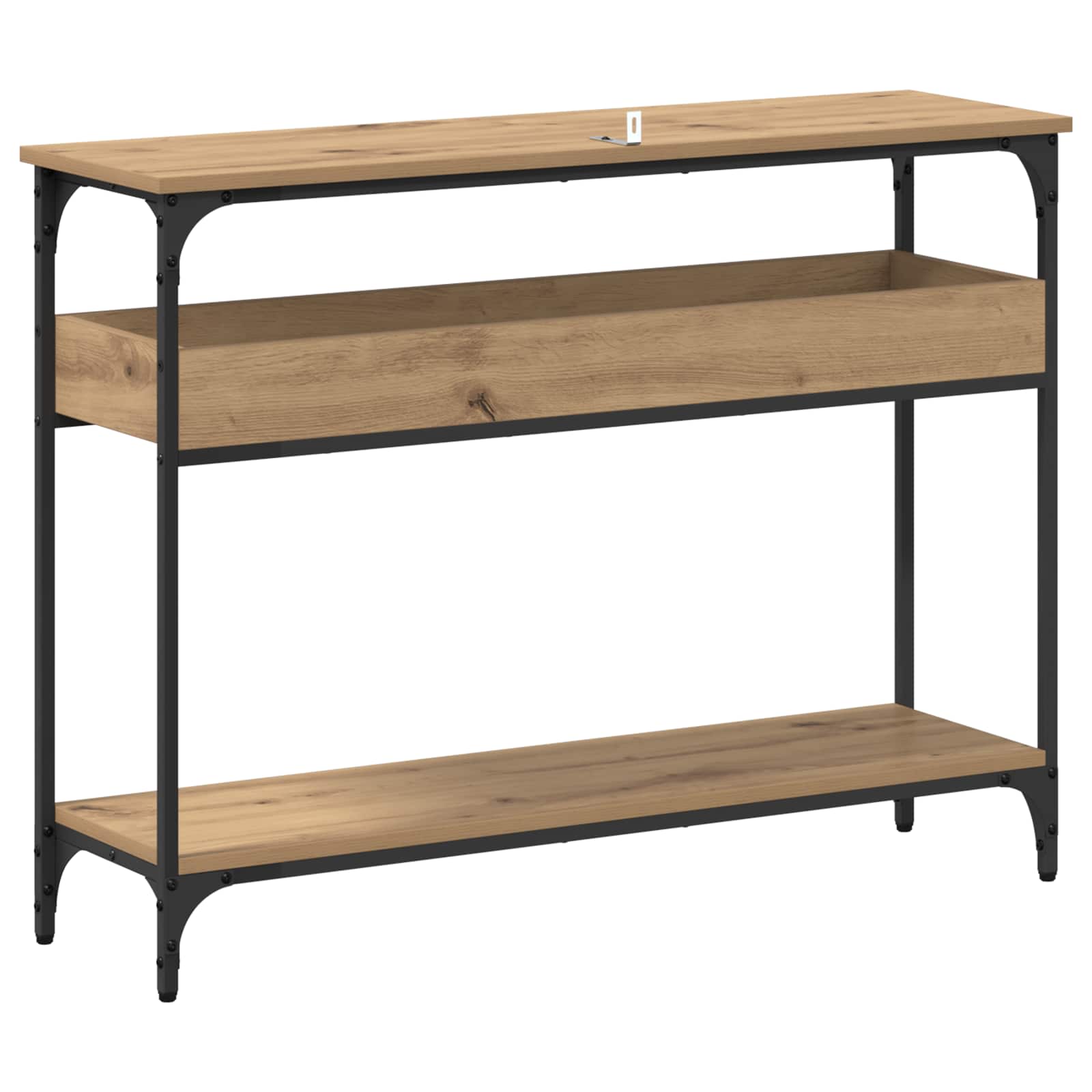 Table console avec étagère chêne artisanal 100 x 29 x 75 cm - XIOS