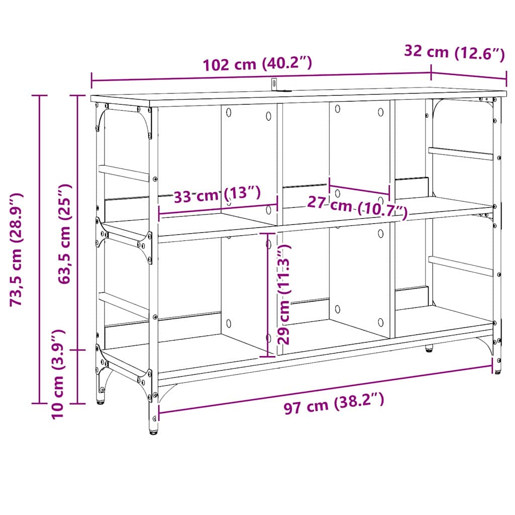 Buffet Noir 102 x 32 x 73.5 cm Bois d'ingénierie - XIOS