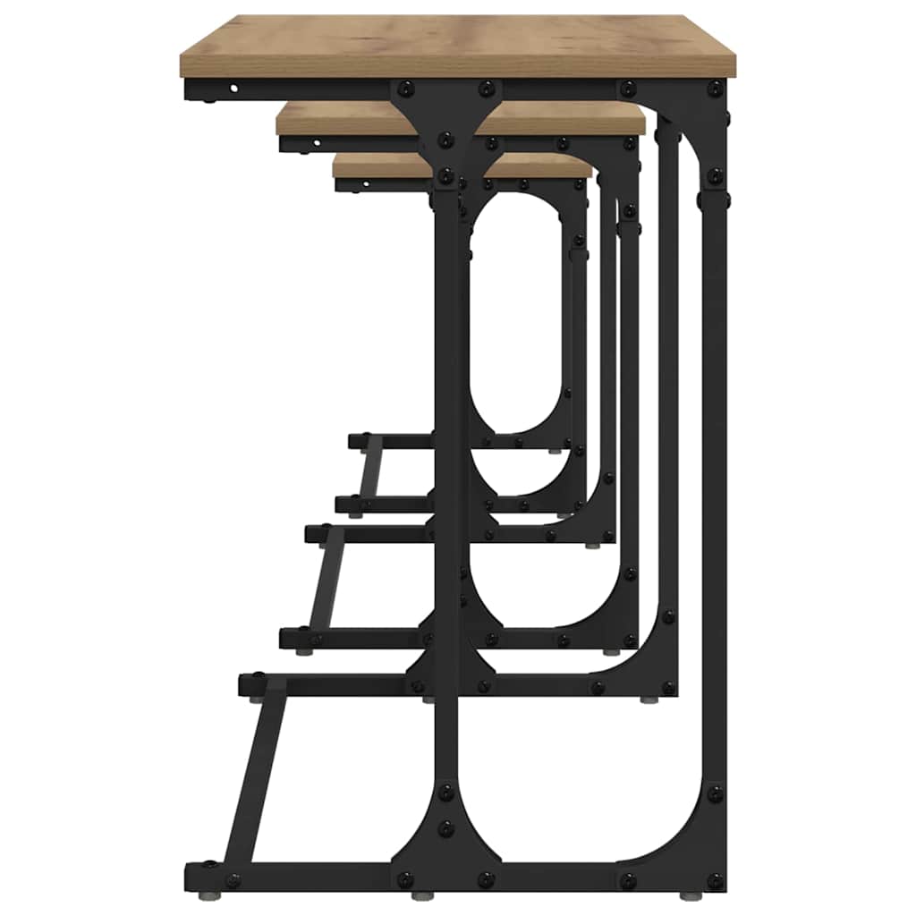 Table basse gigogne 3 pc chêne artisanal 50.5 x 35 x 53 cm - XIOS