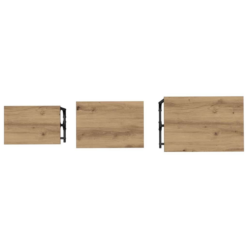 Table basse gigogne 3 pc chêne artisanal 50.5 x 35 x 53 cm - XIOS