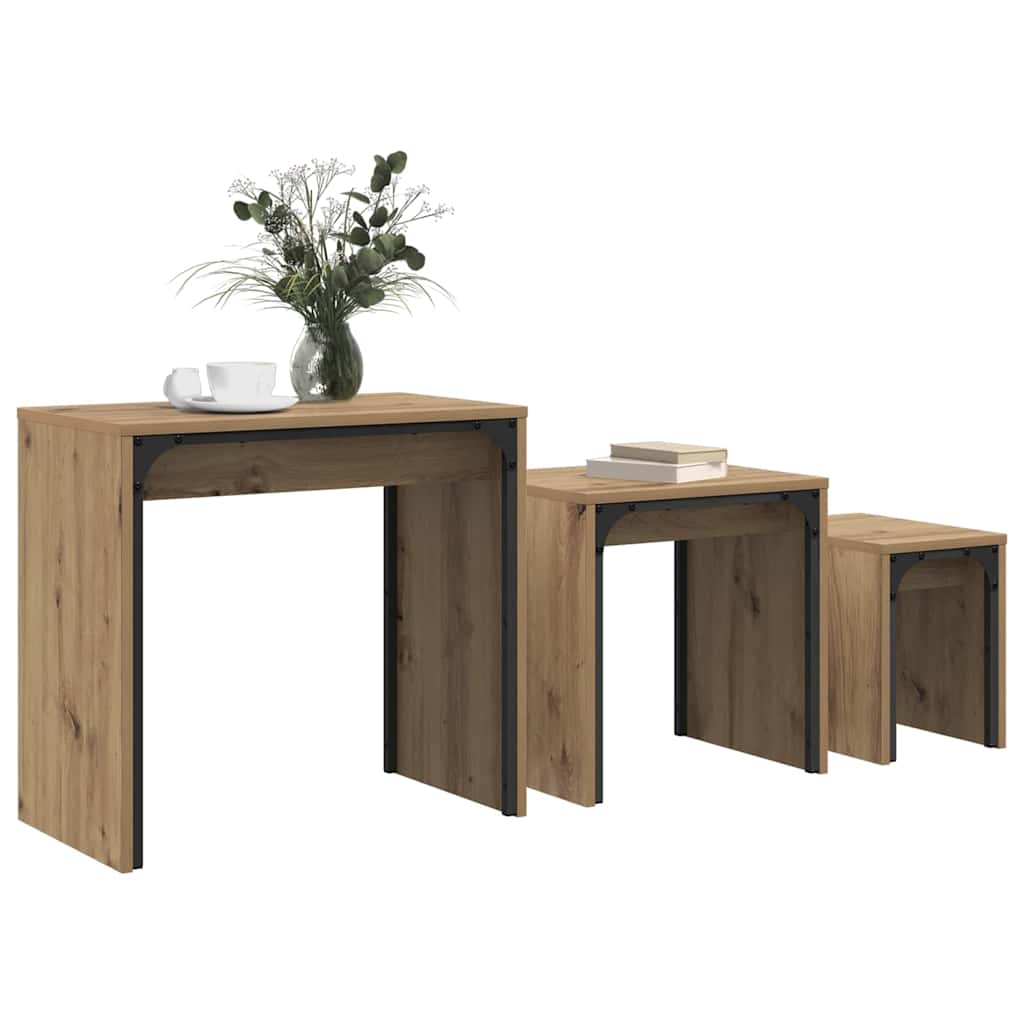 Table basse 3 pcs Chêne artisanal Bois d'ingénierie - XIOS