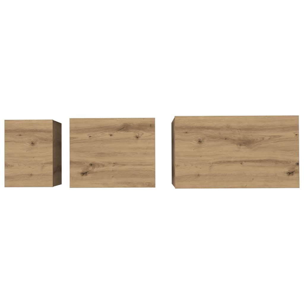 Table basse gigogne 3 pcs chêne artisanal 60 x 35 x 56 cm - XIOS