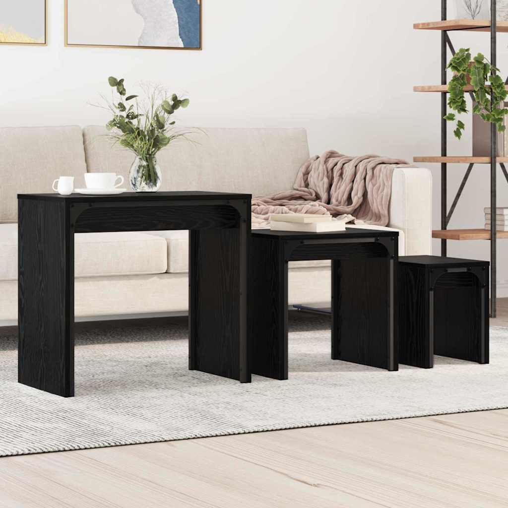 Table basse 3 pcs Chêne noir Bois d'ingénierie - XIOS