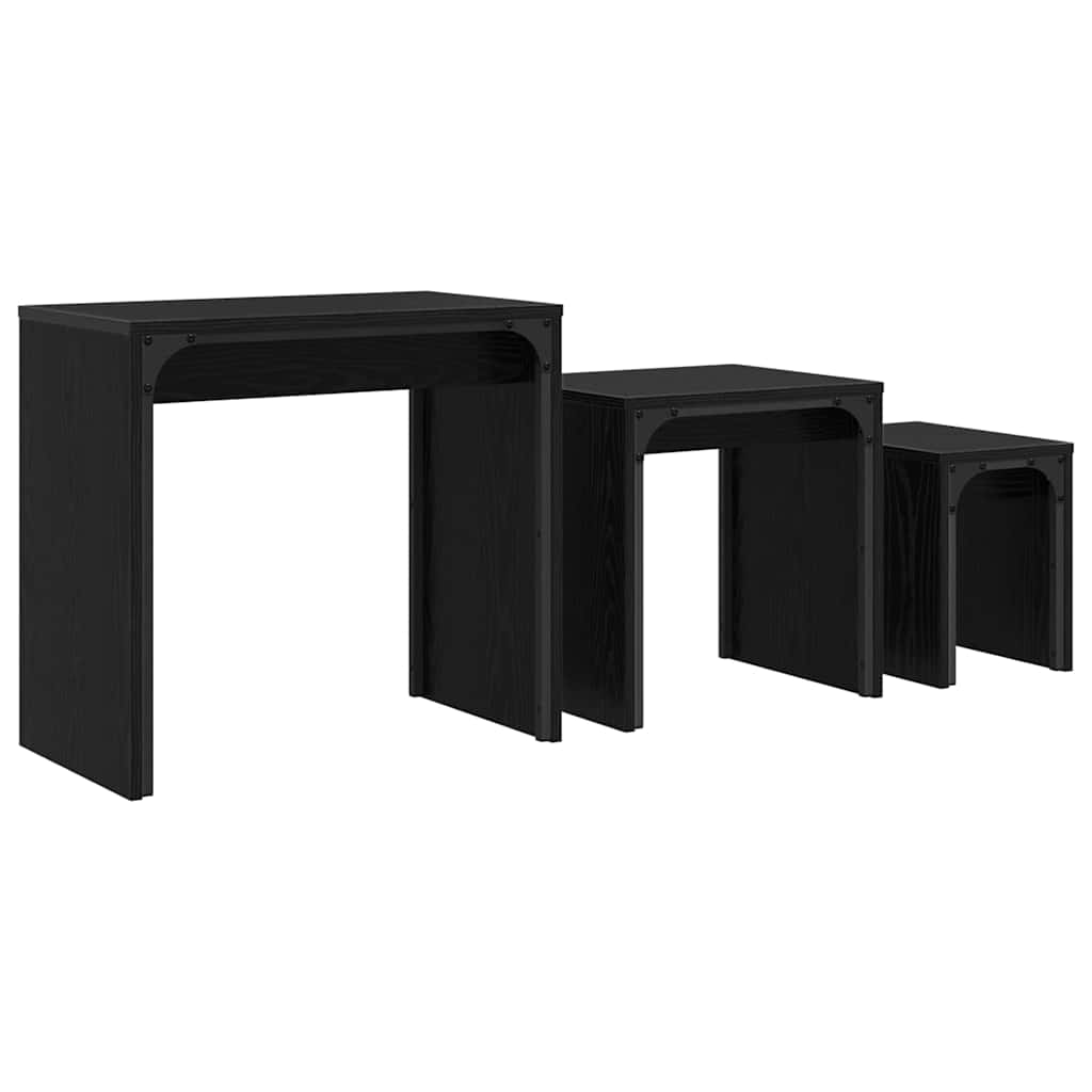 Table basse 3 pcs Chêne noir Bois d'ingénierie - XIOS