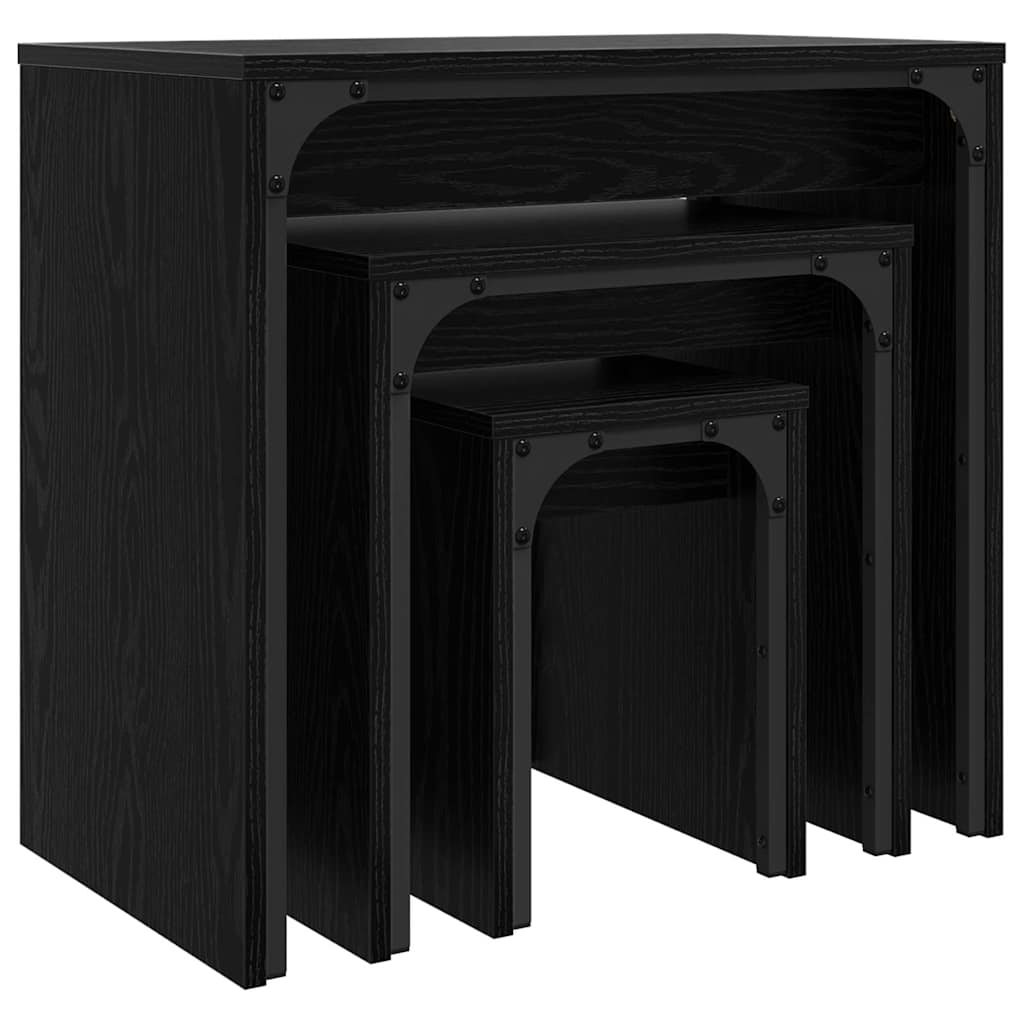 Table basse 3 pcs Chêne noir Bois d'ingénierie - XIOS