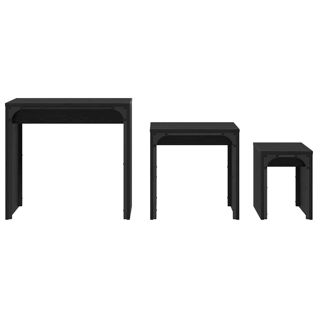 Table basse 3 pcs Chêne noir Bois d'ingénierie - XIOS