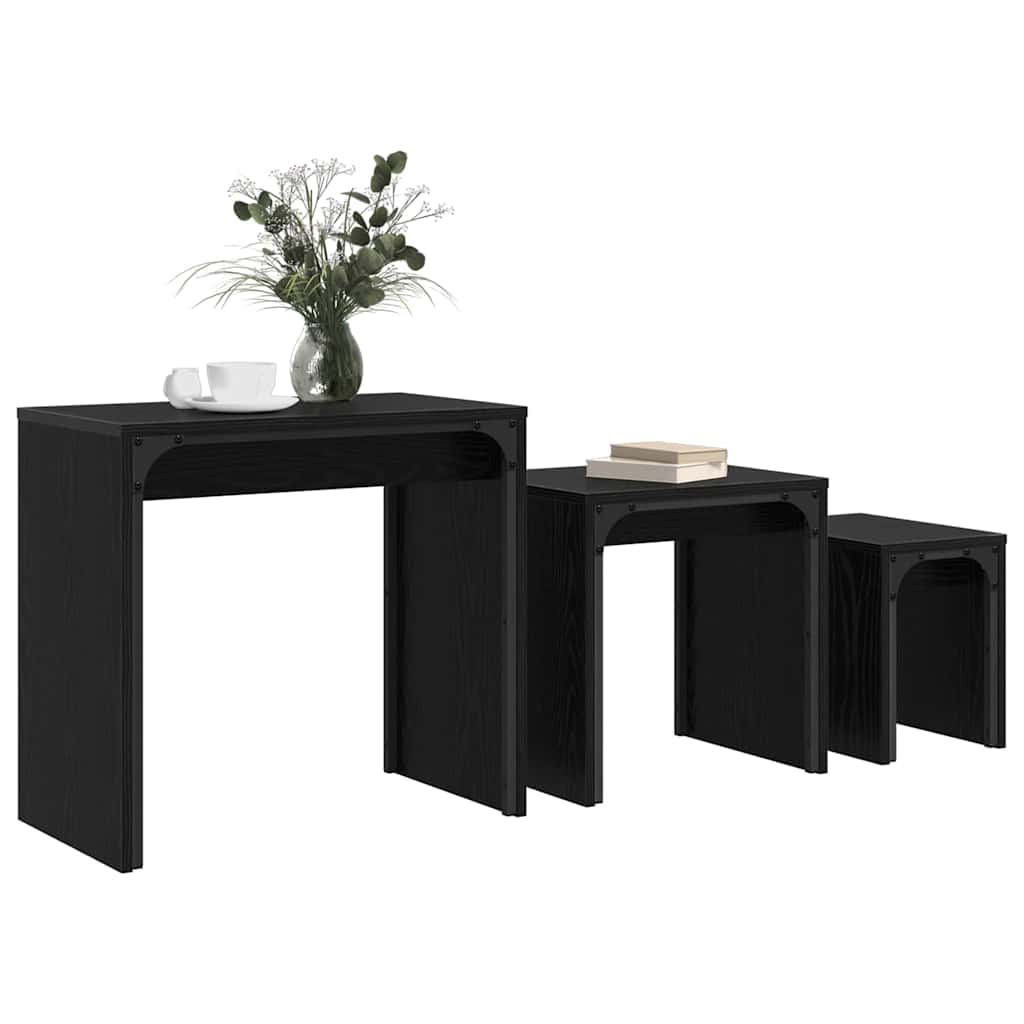 Table basse 3 pcs Chêne noir Bois d'ingénierie - XIOS