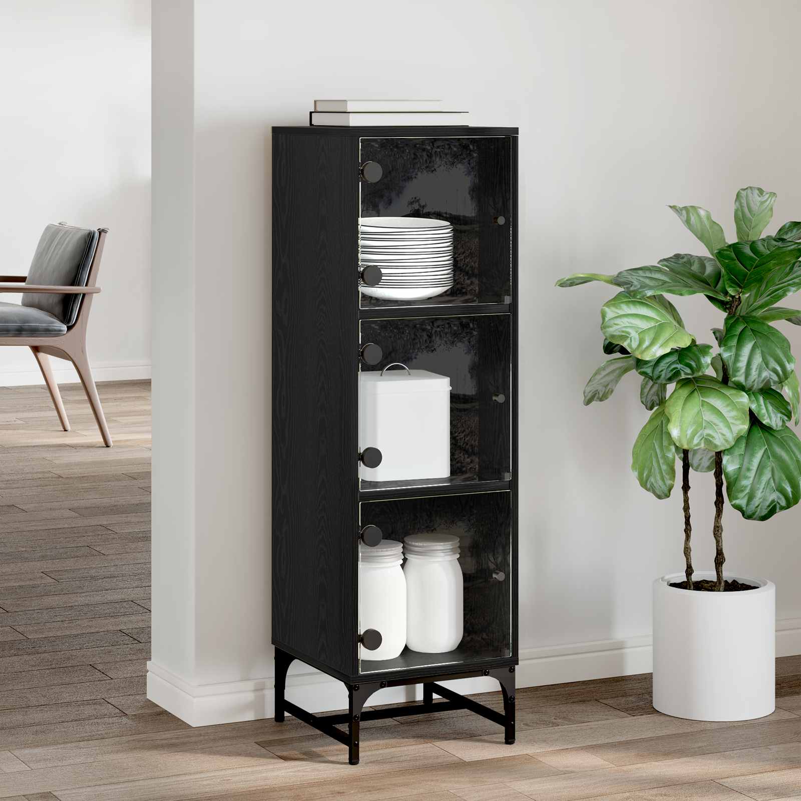 Buffet Chêne noir 35 x 37 x 117 cm - XIOS