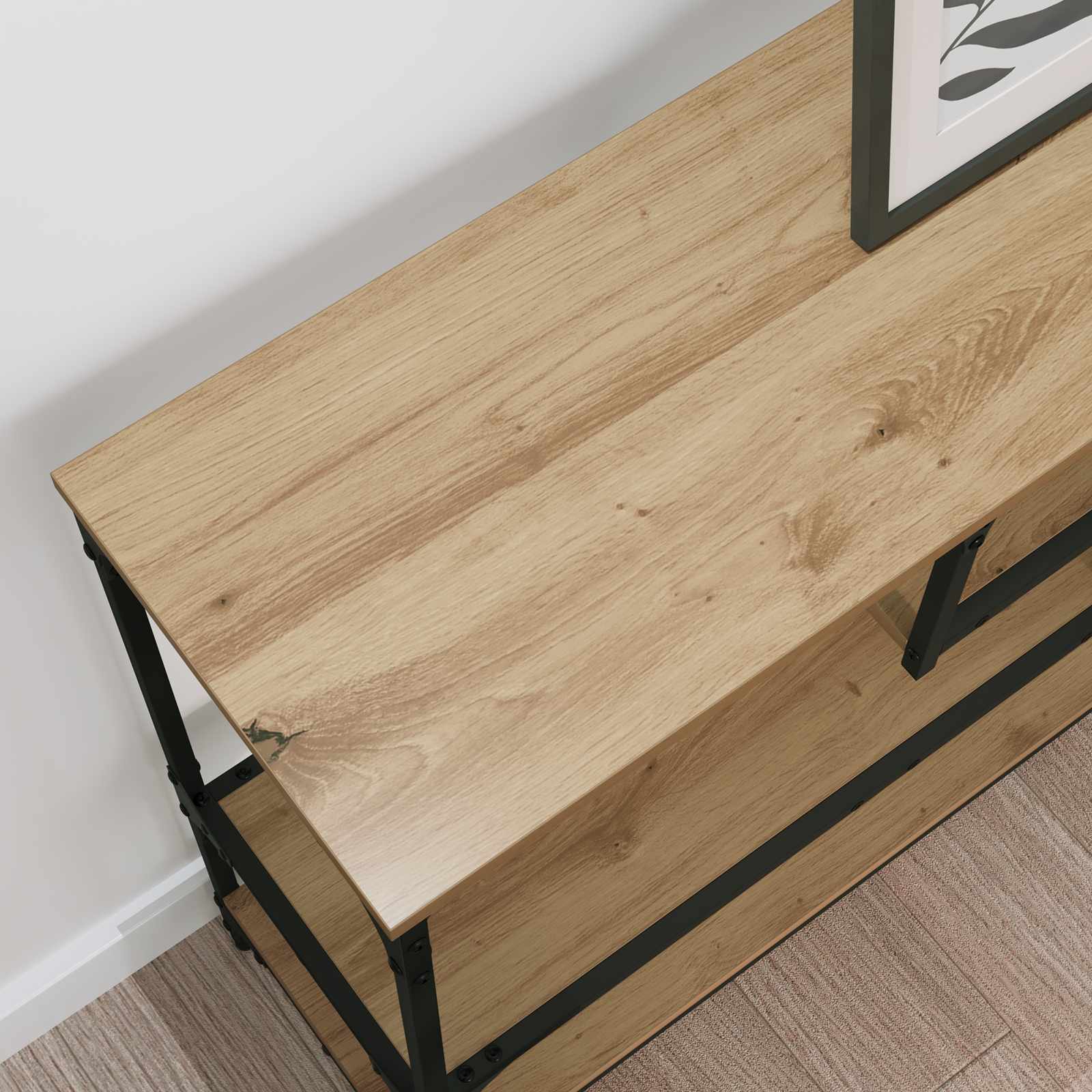 Table console avec étagère Chêne artisanal 100 x 30 x 75 cm - XIOS