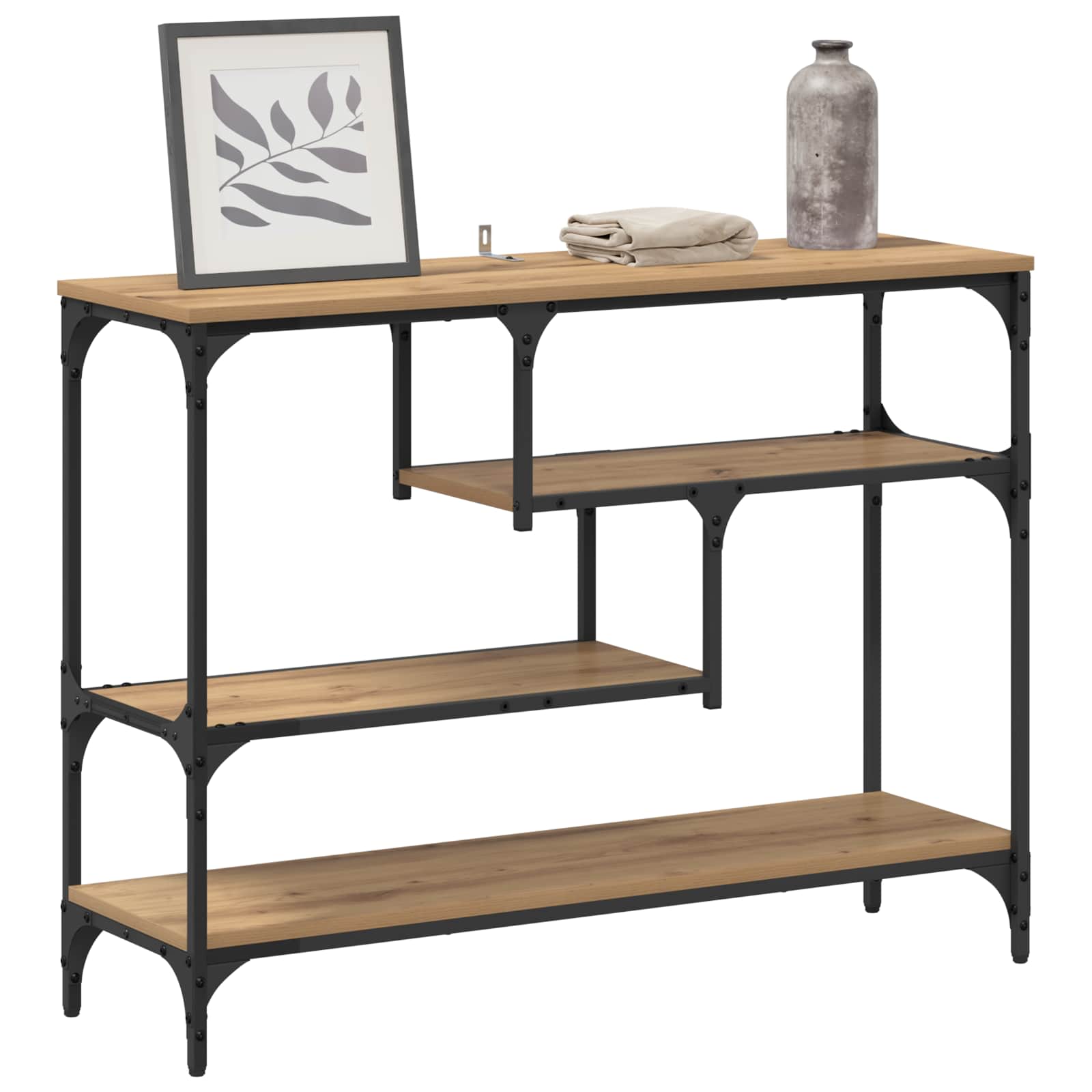 Table console avec étagère Chêne artisanal 100 x 30 x 75 cm - XIOS