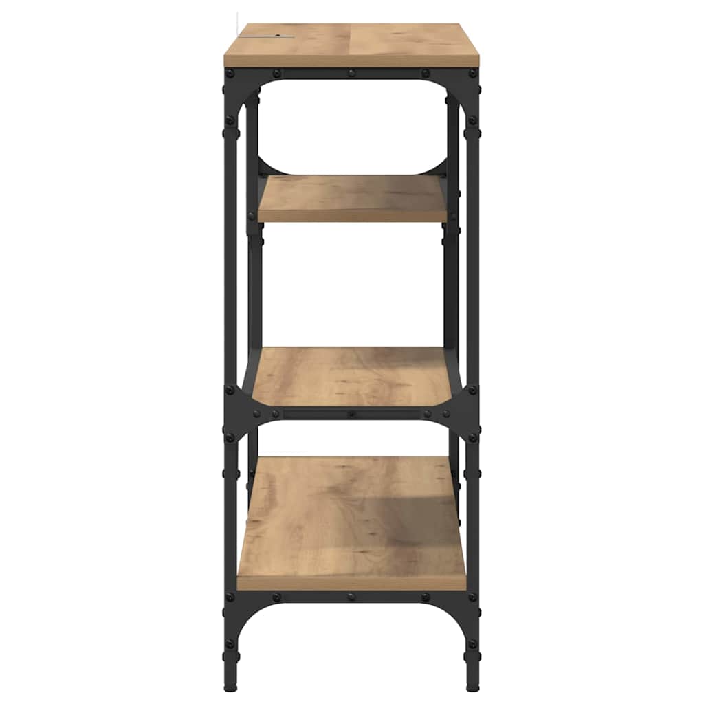 Table console avec étagère chêne artisanal 100 x 30 x 75 cm - XIOS