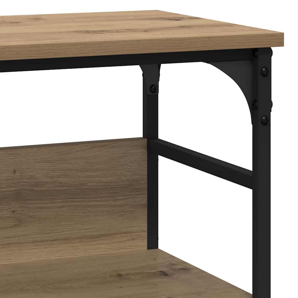 Table console avec étagère chêne artisanal 100 x 32 x 75 cm - XIOS