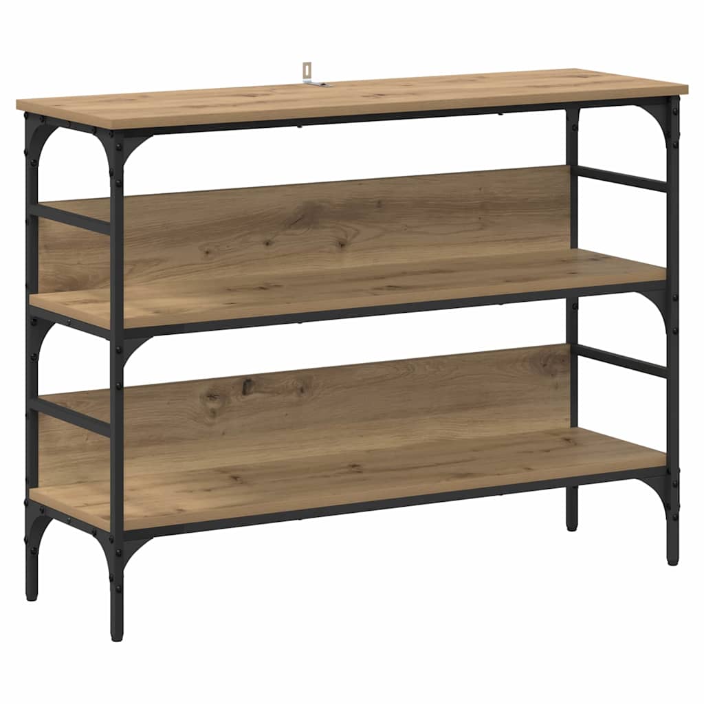 Table console avec étagère chêne artisanal 100 x 32 x 75 cm - XIOS