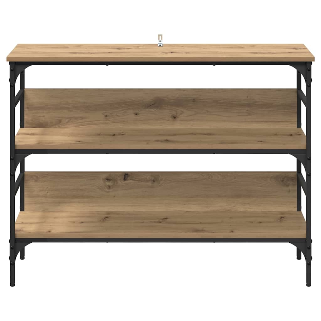 Table console avec étagère chêne artisanal 100 x 32 x 75 cm - XIOS