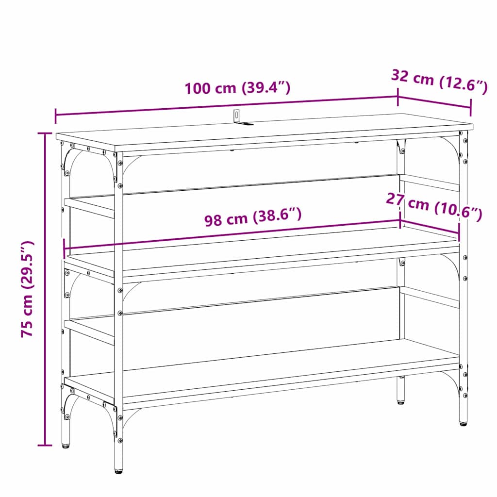 Table console Chêne noir 100 x 32 x 75 cm Bois d'ingénierie - XIOS