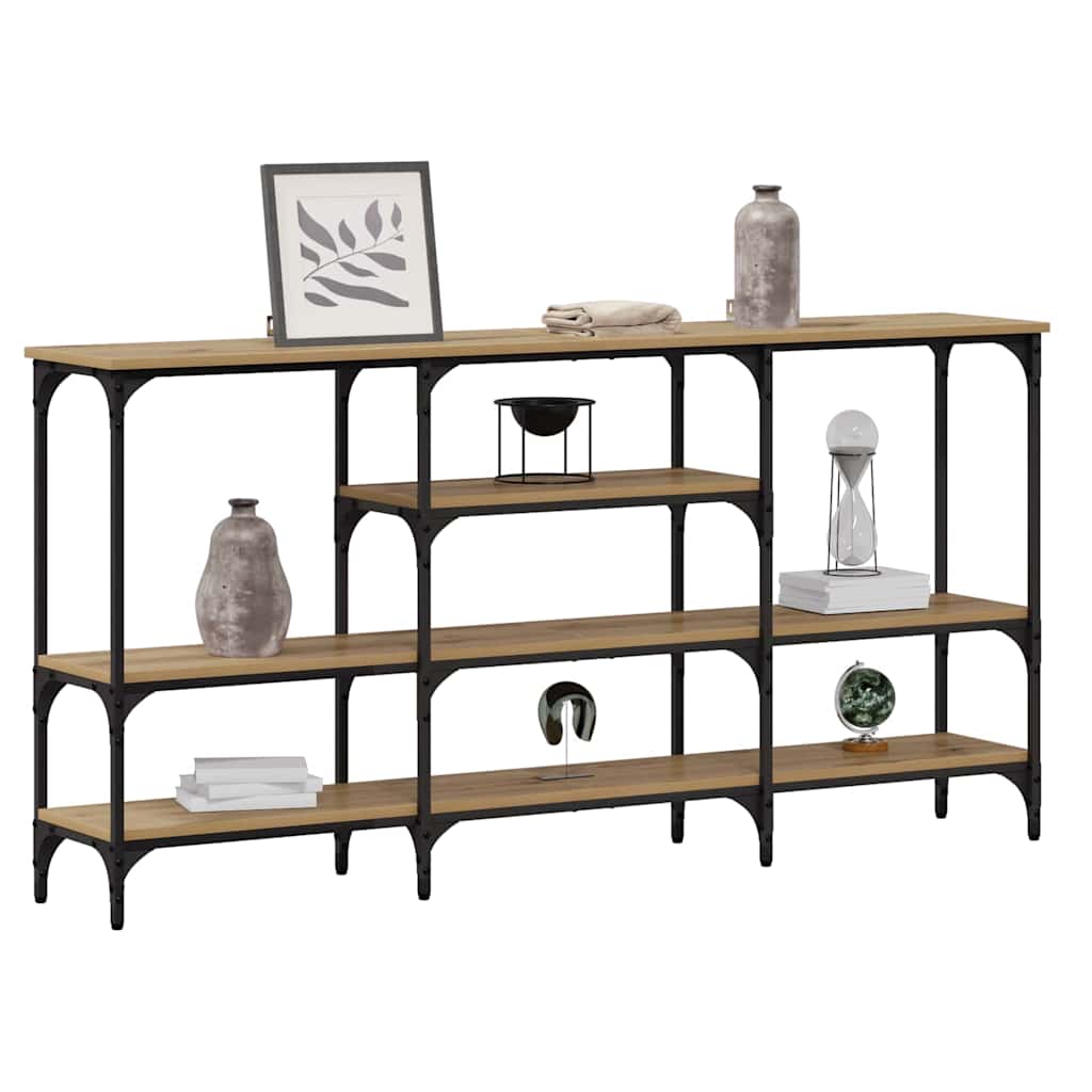 Table console avec étagère chêne artisanal 160 x 29 x 80 cm - XIOS