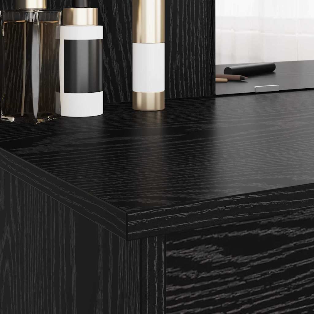 Table de maquillage avec miroir Chêne noir 96 x 39 x 142 cm - XIOS