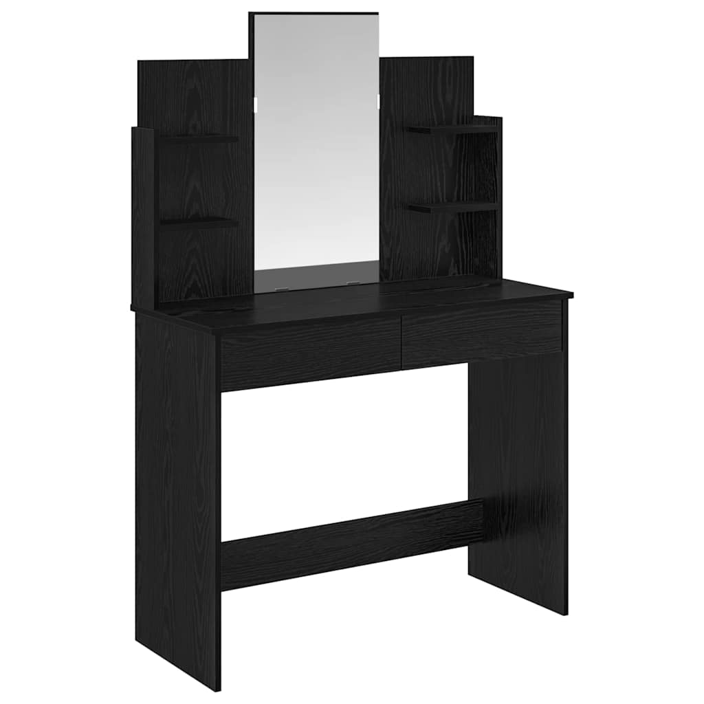 Table de maquillage avec miroir Chêne noir 96 x 39 x 142 cm - XIOS