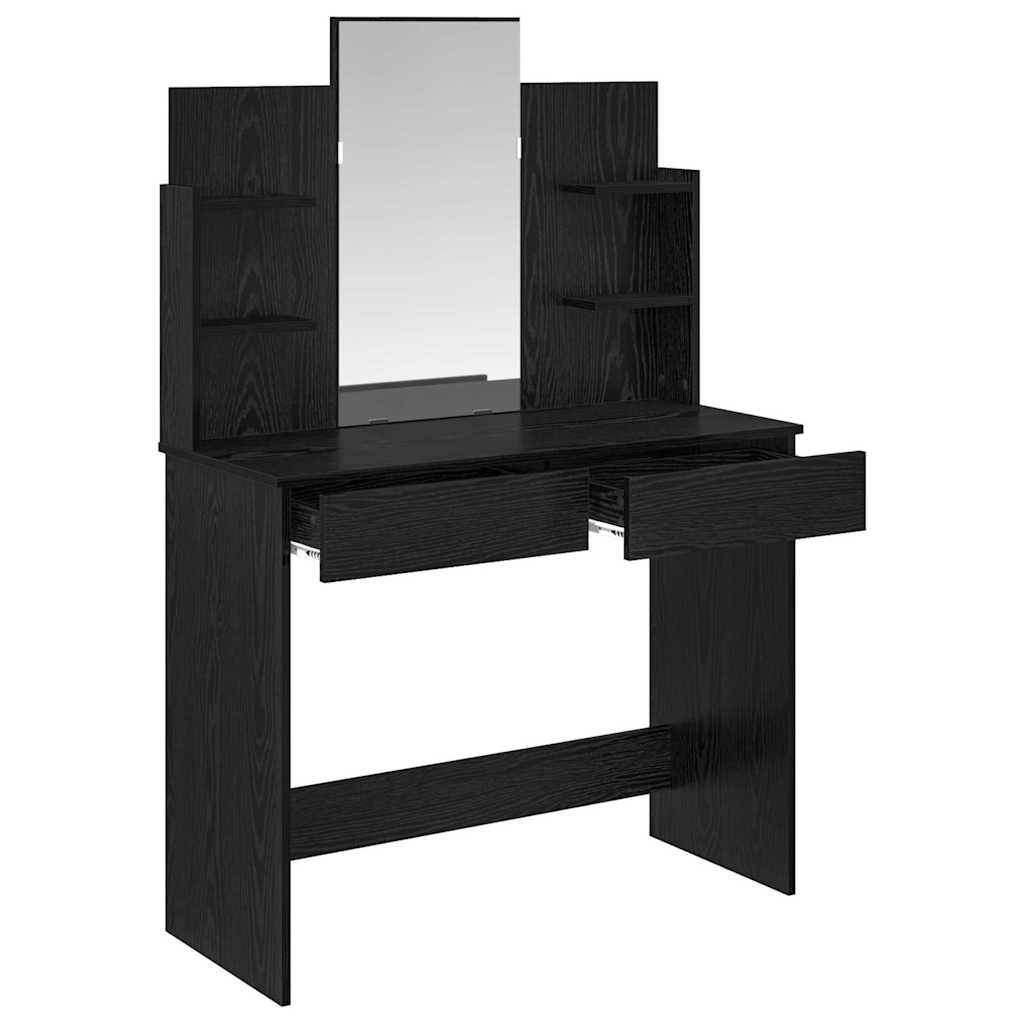 Table de maquillage avec miroir Chêne noir 96 x 39 x 142 cm - XIOS