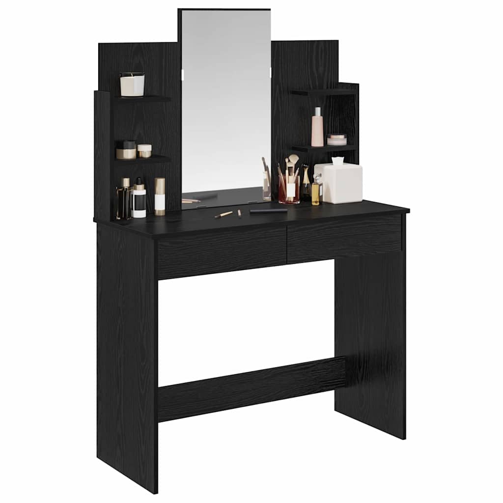 Table de maquillage avec miroir Chêne noir 96 x 39 x 142 cm - XIOS