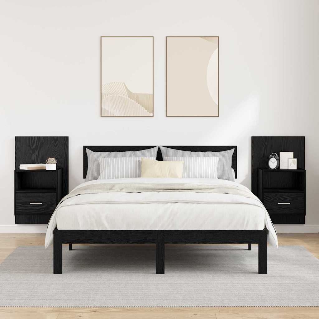 Cabinet de chevet avec tiroir 2 pcs Chêne noir 50 x 32,5 x 80cm - XIOS