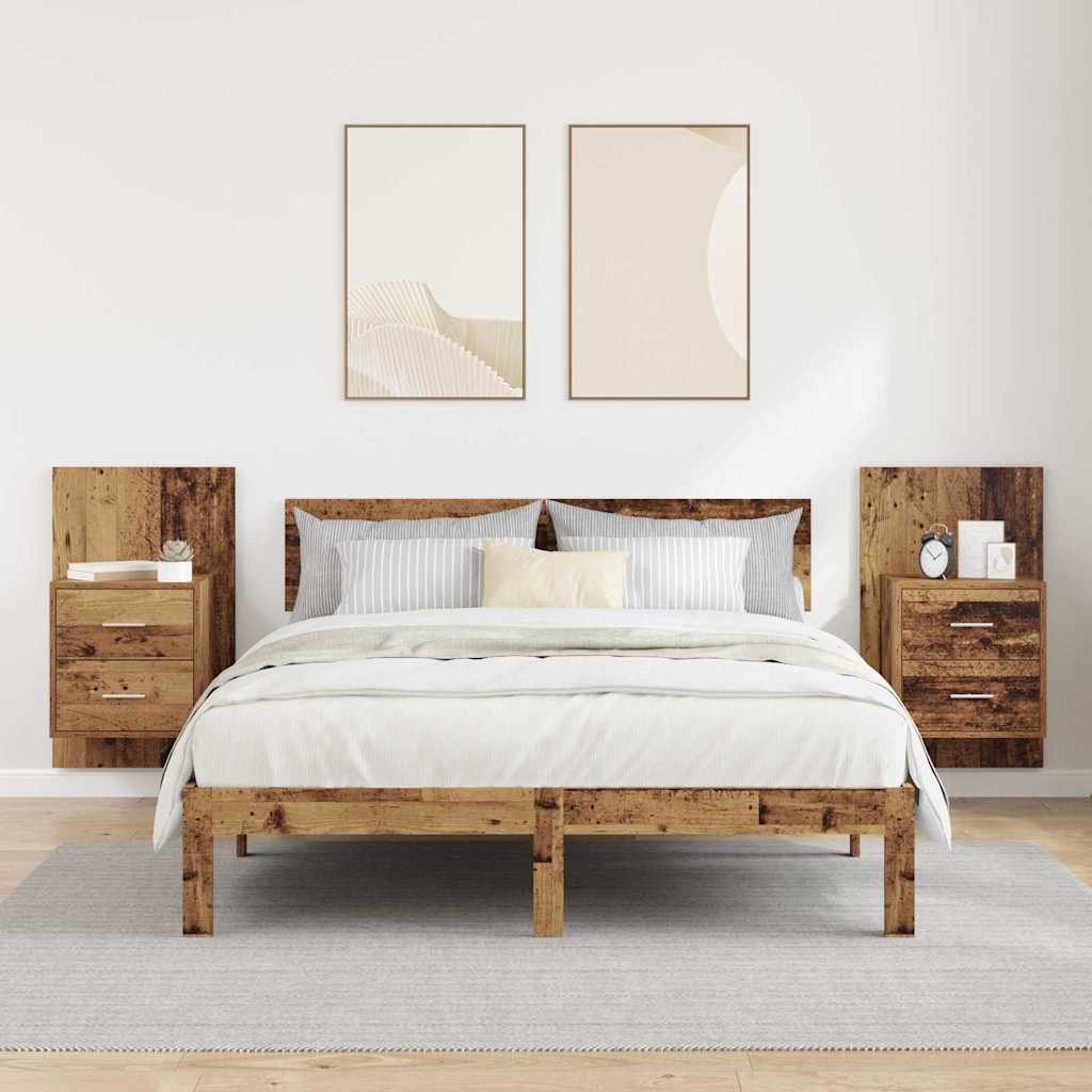 Cabinet de chevet mural 2 pcs Bois Ancien 48,5 x 32,5 x 80 cm - XIOS
