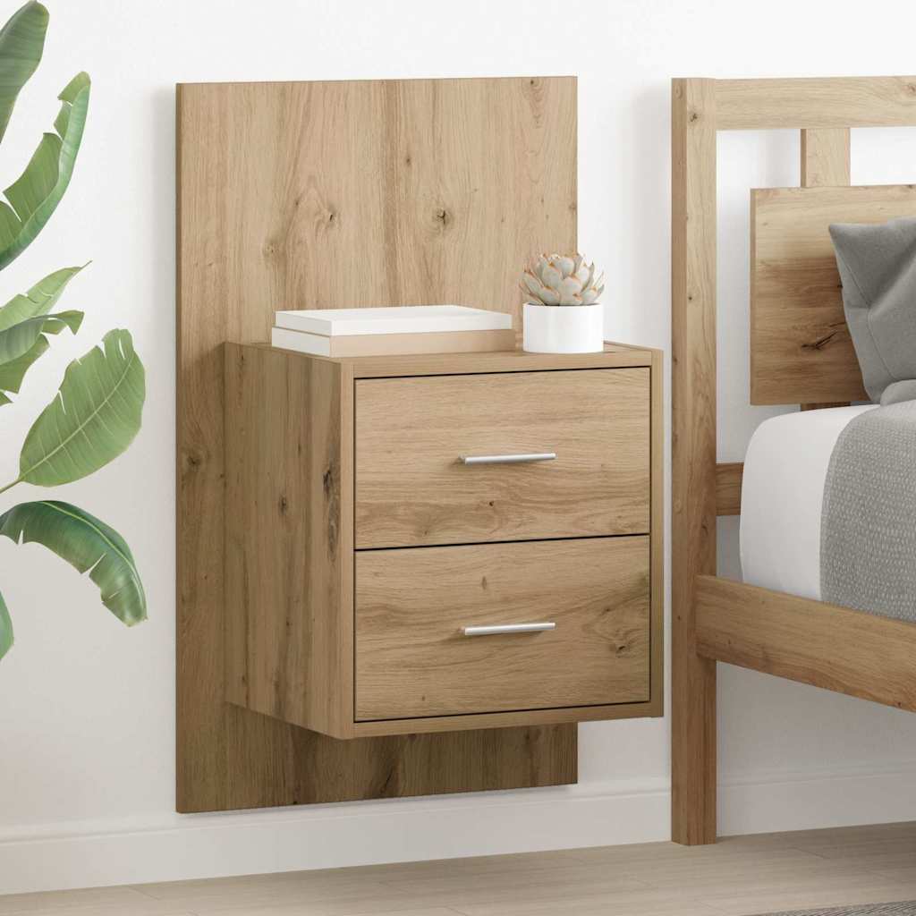 Cabinet de chevet mural avec tiroir 2 pcs Chêne artisanal - XIOS