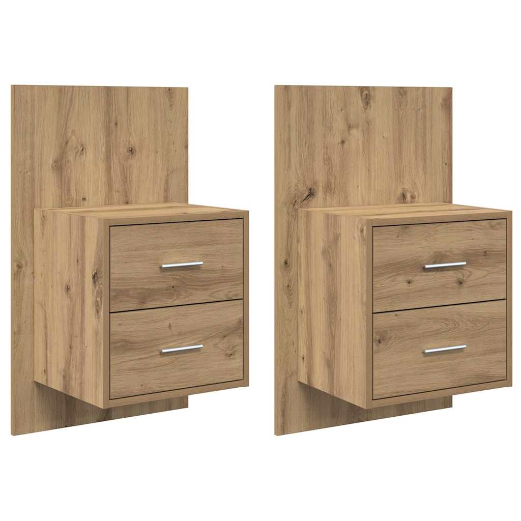Cabinet de chevet mural avec tiroir 2 pcs Chêne artisanal - XIOS