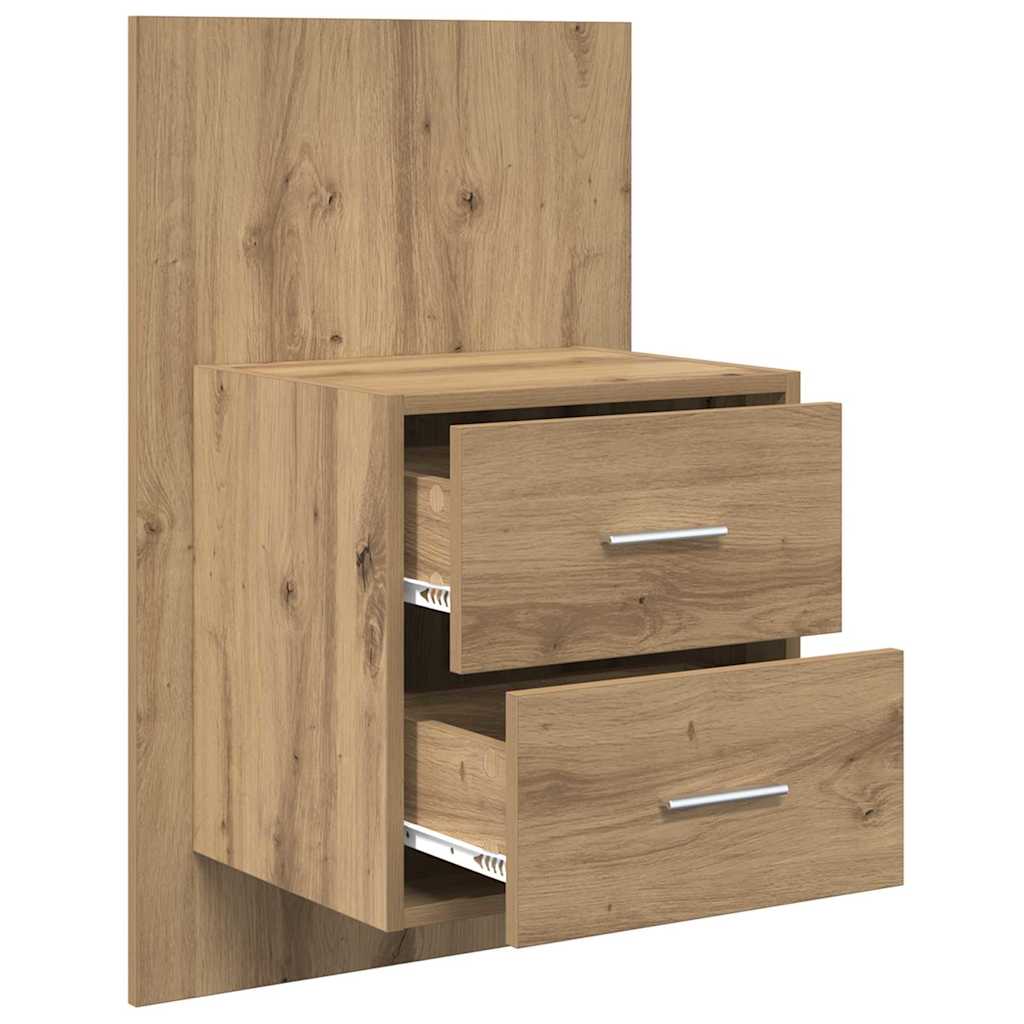 Cabinet de chevet mural avec tiroir 2 pcs Chêne artisanal - XIOS