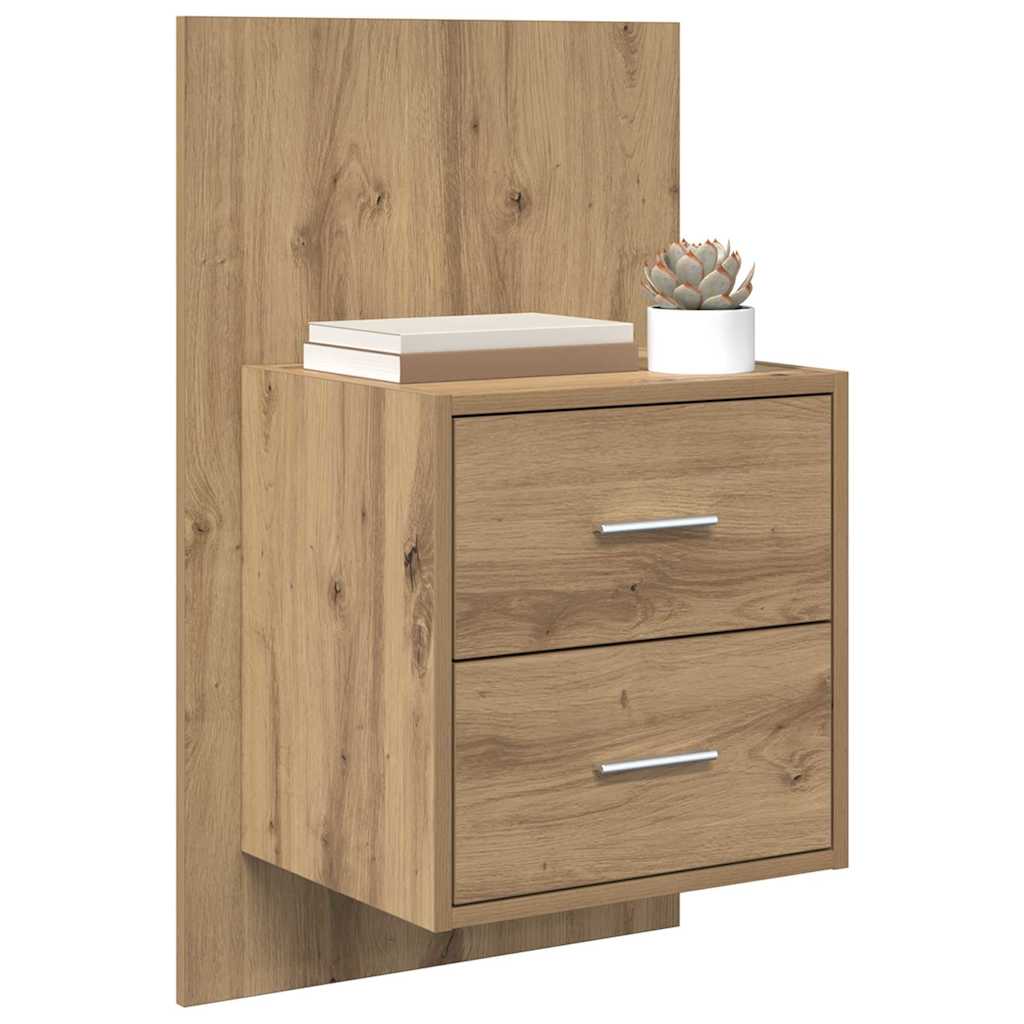 Cabinet de chevet mural avec tiroir 2 pcs Chêne artisanal - XIOS