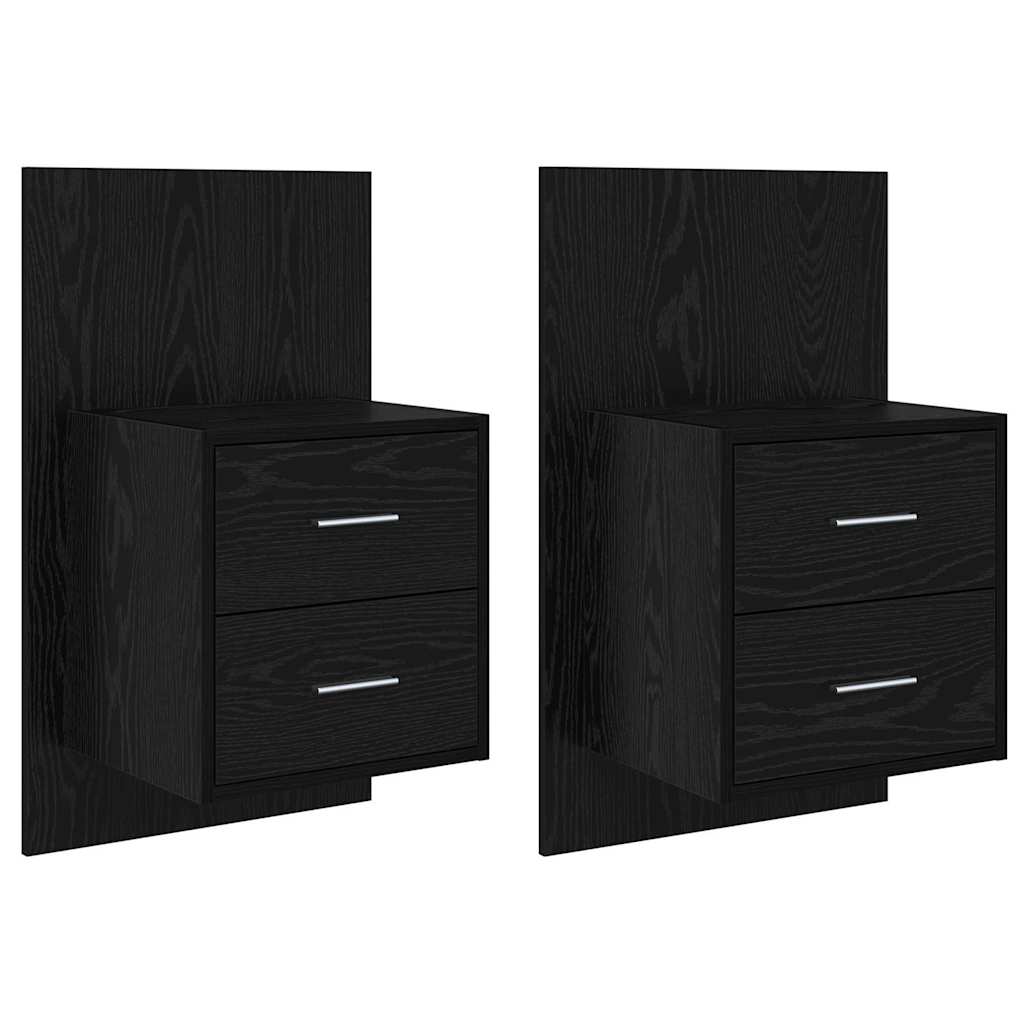 Cabinet de chevet mural 2 pcs Chêne noir 48,5 x 32,5 x 80 cm