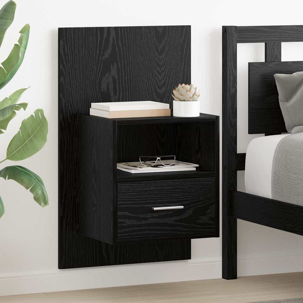 Armoire de lit avec tiroir 2 pcs Chêne noir 48,5 x 32,5 x 80 cm
