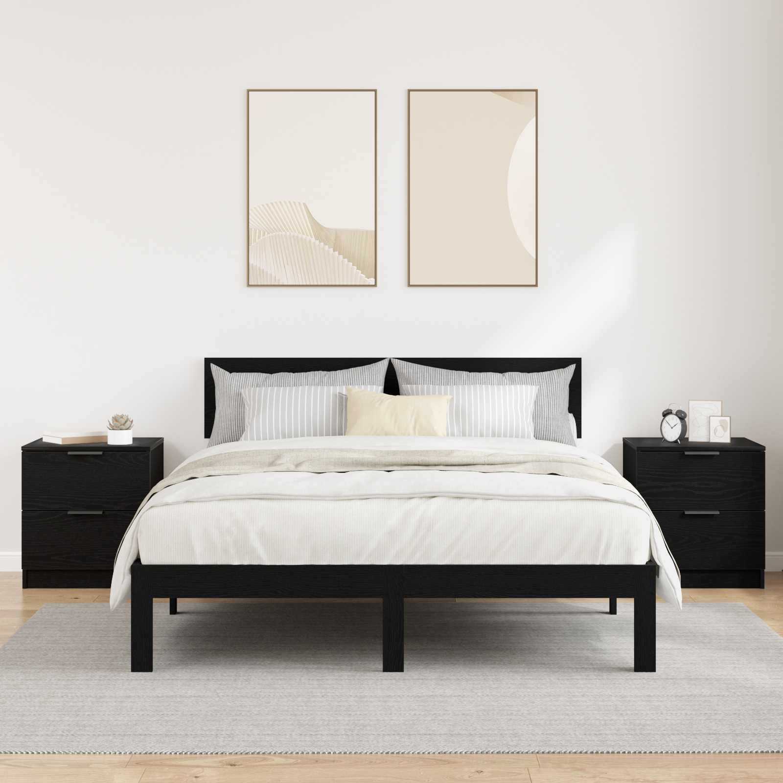 Cabinet de chevet avec tiroir 2 pcs Chêne noir 45 x 39 x 50cm - XIOS