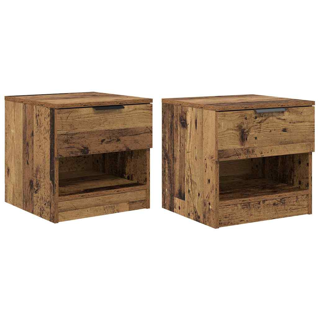 Armoire de lit avec tiroir 2 pcs Bois ancien 40 x 39 x 40 cm