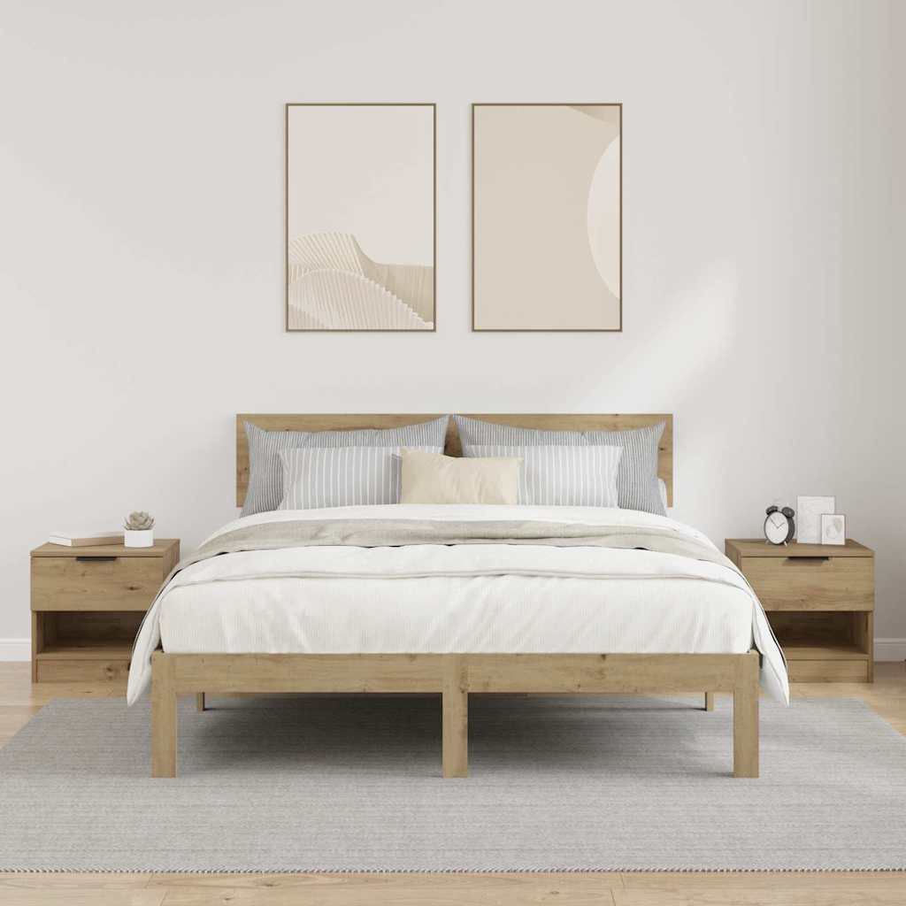 Armoire de lit avec tiroir 2 pcs Chêne artisanal 40 x 39 x 40cm - XIOS