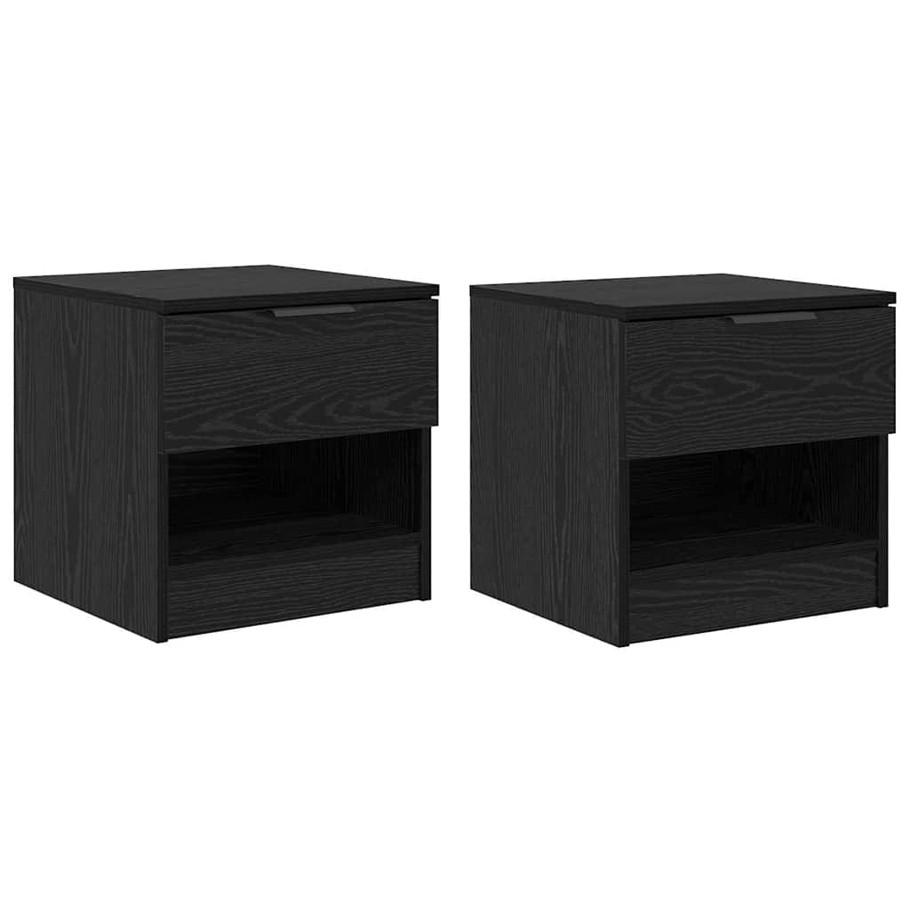 Armoire de lit avec tiroir 2 pcs Chêne noir 40 x 39 x 40 cm