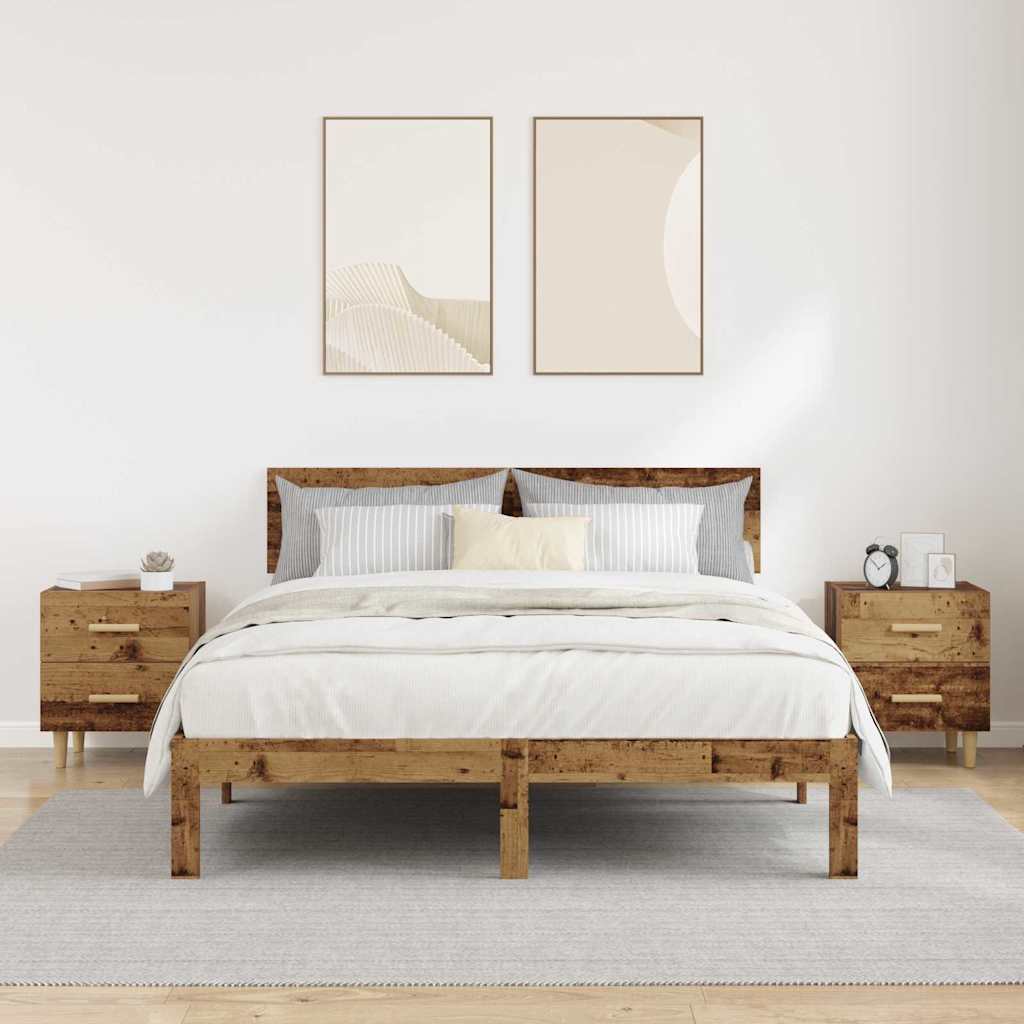 Armoire de lit avec tiroir 2 pcs Bois ancien 40 x 35 x 47.5cm - XIOS