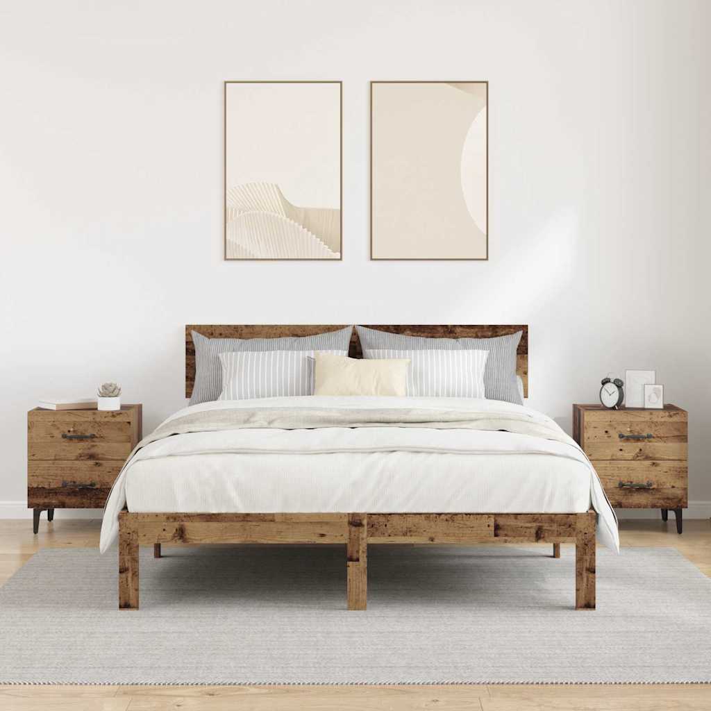 Armoire de lit avec tiroir 2 pcs Bois ancien 40 x 35 x 47,5 cm - XIOS
