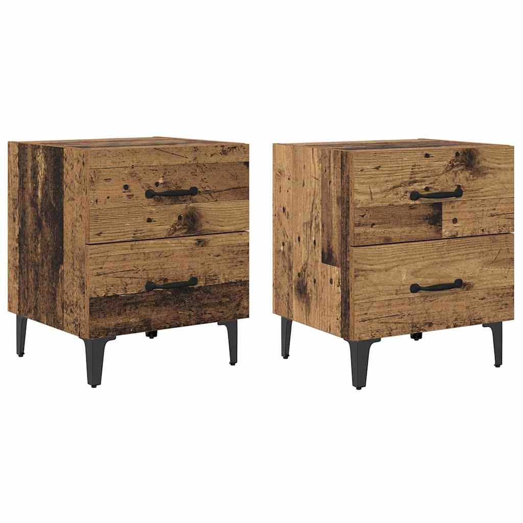 Armoire de lit avec tiroir 2 pcs Bois ancien 40 x 35 x 47.5 cm