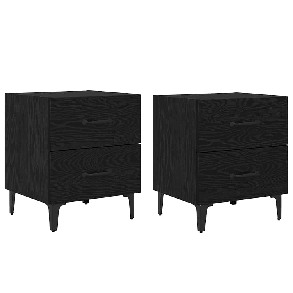 Armoire de lit avec tiroir 2 pcs Chêne noir 40 x 35 x 47.5 cm