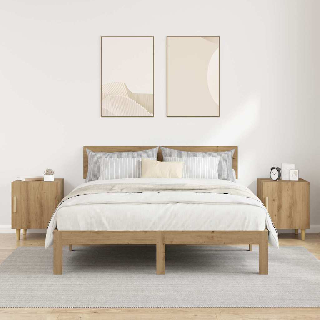 Cabinet de chevet 2 pc Chêne artisanal 40 x 40 x 50 cm - XIOS