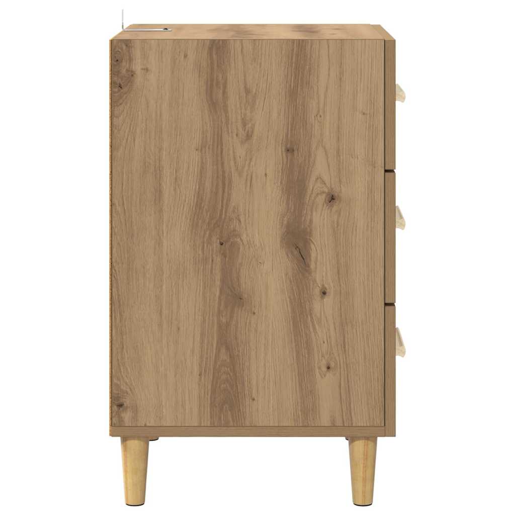 Cabinet de chevet avec tiroir chêne artisanal 40 x 40 x 66 cm - XIOS