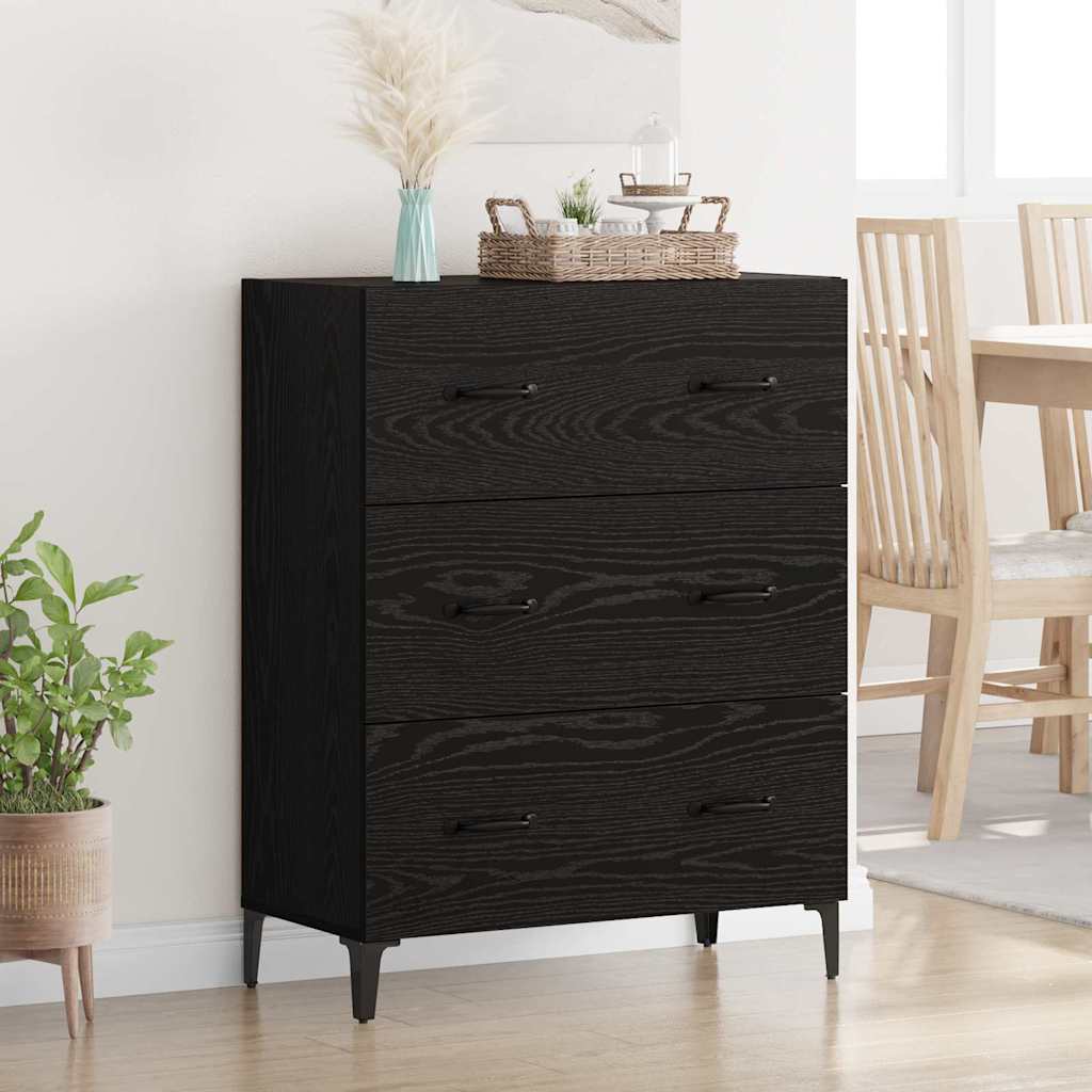 Buffet Chêne noir 69,5 x 34 x 90 cm Bois d'ingénierie et fer - XIOS