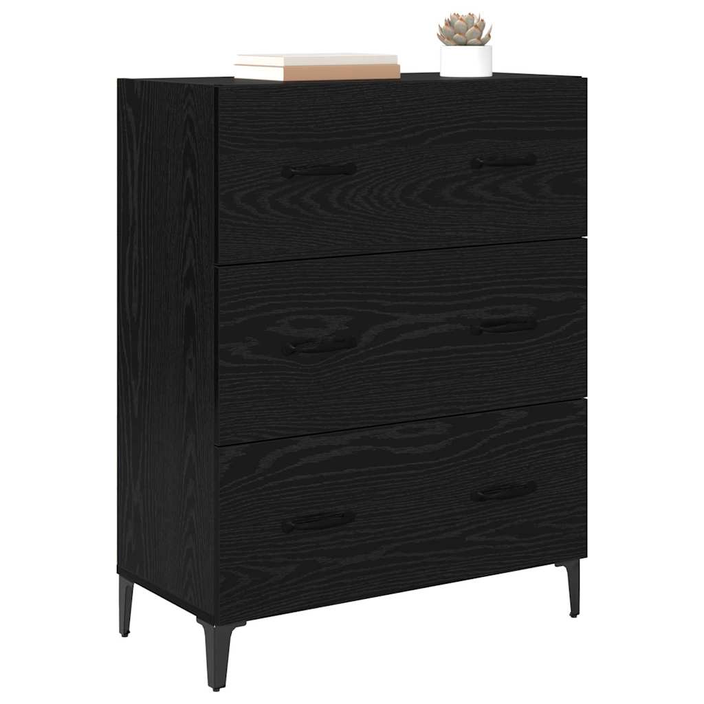 Buffet Chêne noir 69,5 x 34 x 90 cm Bois d'ingénierie et fer - XIOS